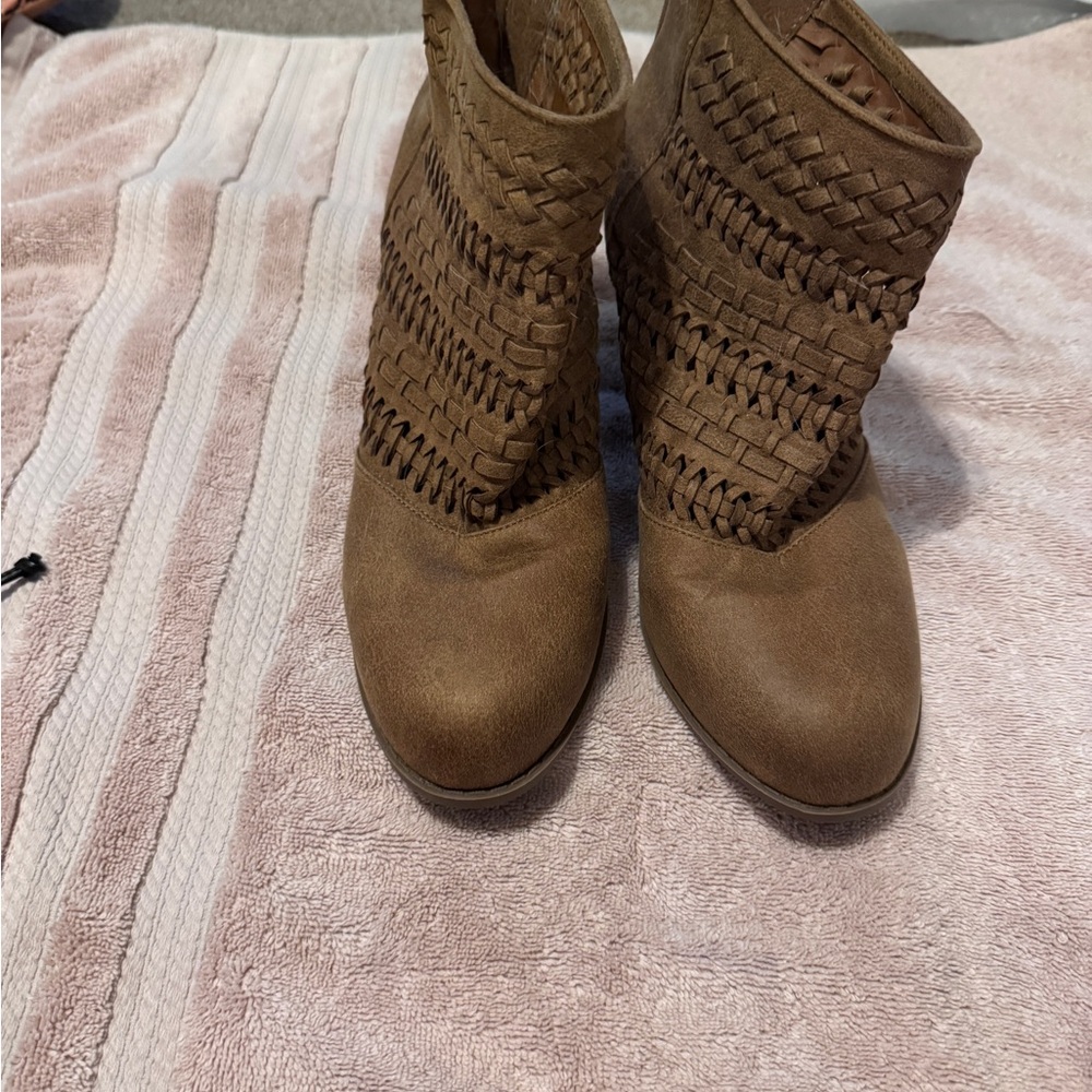 Maurices Tan Woven Ankle Booties